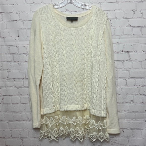 Sunday in Brooklyn for Anthropologie Lace Hem Sweater - Picture 2 of 11